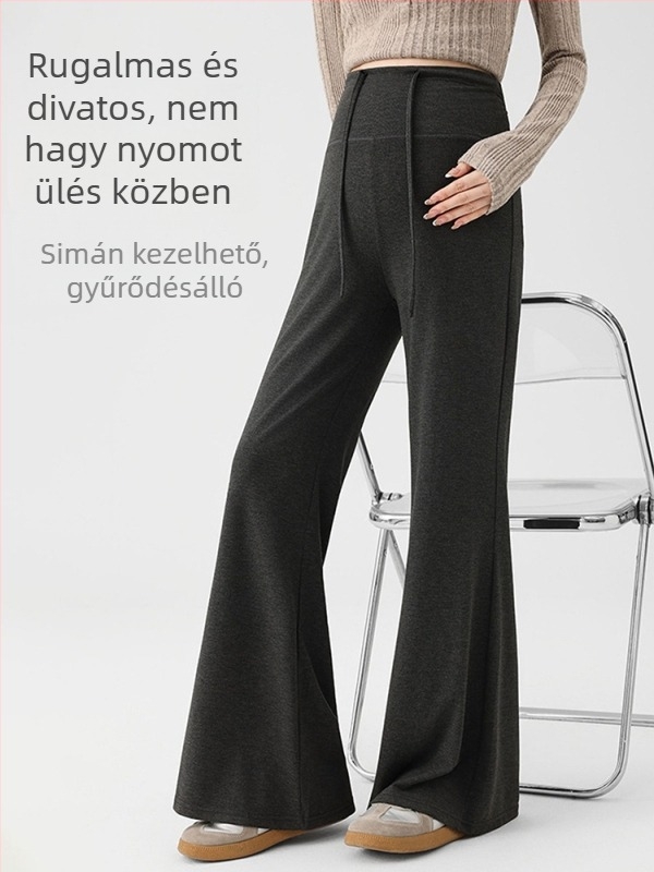 Anyasági hosszú nadrág fleece-beléssel - 95% viszkóz, laza szabás, magas elasztikusság, őszi modell 2025