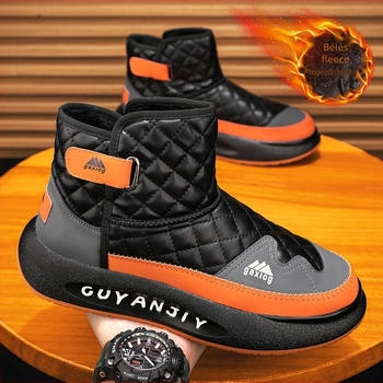 Férfi téli csizma - meleg fleece bélés, PU felsőrész, PVC talp, vízálló, csúszásmentes.