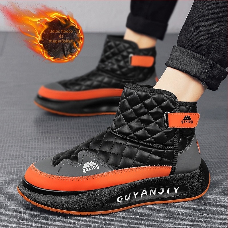 Férfi téli csizma - meleg fleece bélés, PU felsőrész, PVC talp, vízálló, csúszásmentes.