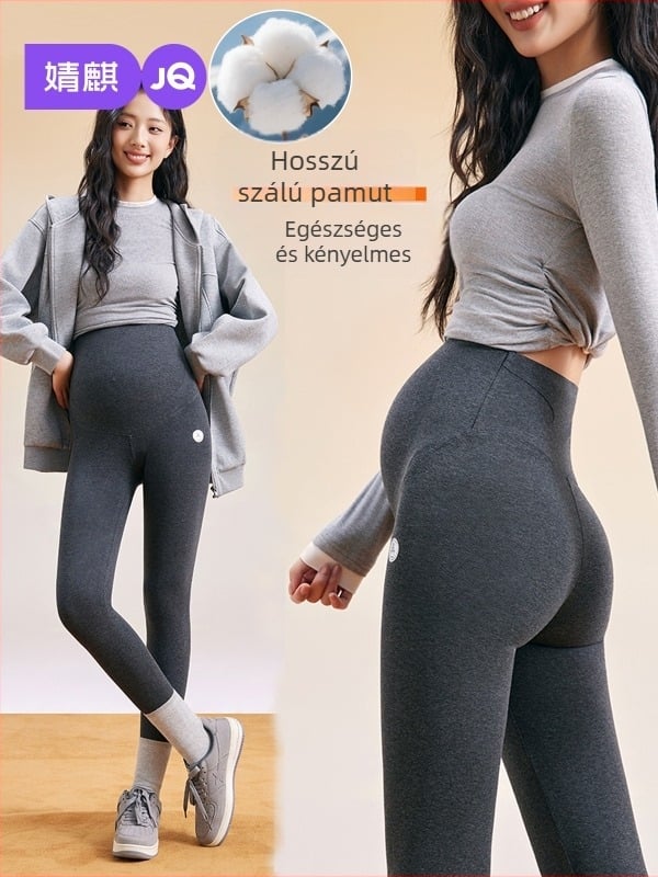 Kismama termális pamut leggings, Slim Fit, has-támasztás, hosszú nadrág, 95% hosszú szálú pamut, ősz 2025