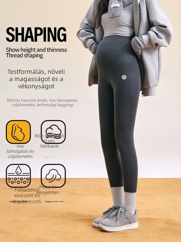 Kismama termális pamut leggings, Slim Fit, has-támasztás, hosszú nadrág, 95% hosszú szálú pamut, ősz 2025