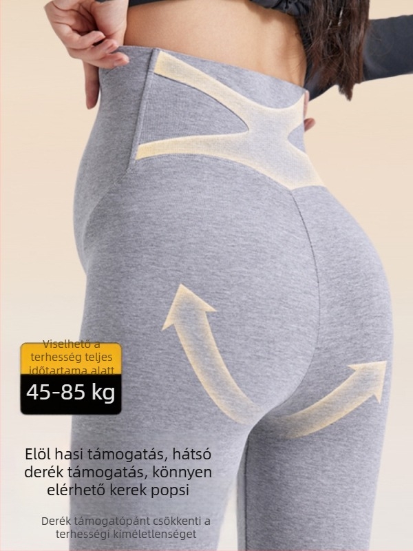 Kismama termális pamut leggings, Slim Fit, has-támasztás, hosszú nadrág, 95% hosszú szálú pamut, ősz 2025