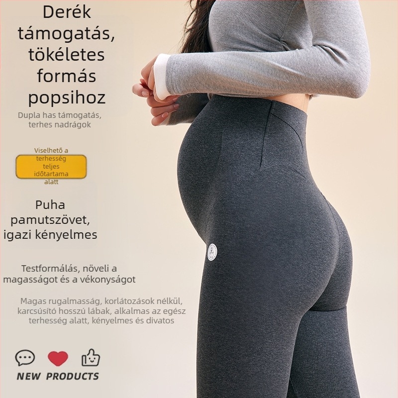 Kismama termális pamut leggings, Slim Fit, has-támasztás, hosszú nadrág, 95% hosszú szálú pamut, ősz 2025