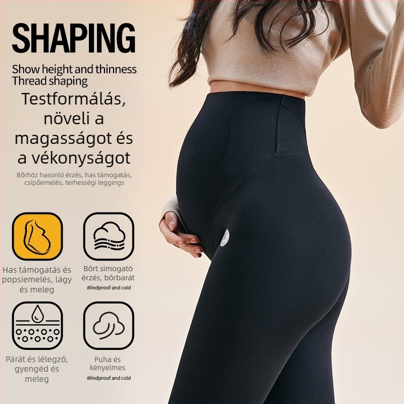 Kismama termális pamut leggings, Slim Fit, has-támasztás, hosszú nadrág, 95% hosszú szálú pamut, ősz 2025