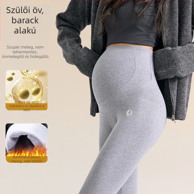 Kismama termális pamut leggings, Slim Fit, has-támasztás, hosszú nadrág, 95% hosszú szálú pamut, ősz 2025