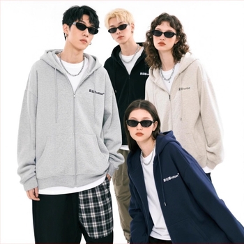 Férfi nehéz Hoodie logó hímzéssel, pulóveres dizájn, kapucnival, fleece-béléssel, pamut 51-70%, kenguruzseb