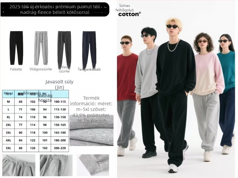 Férfi nehéz Hoodie logó hímzéssel, pulóveres dizájn, kapucnival, fleece-béléssel, pamut 51-70%, kenguruzseb