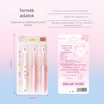 Felnőtt kézi fogkefe, puha sörtékkel, ínyvédő funkció, modell 001, 3 darabos készlet