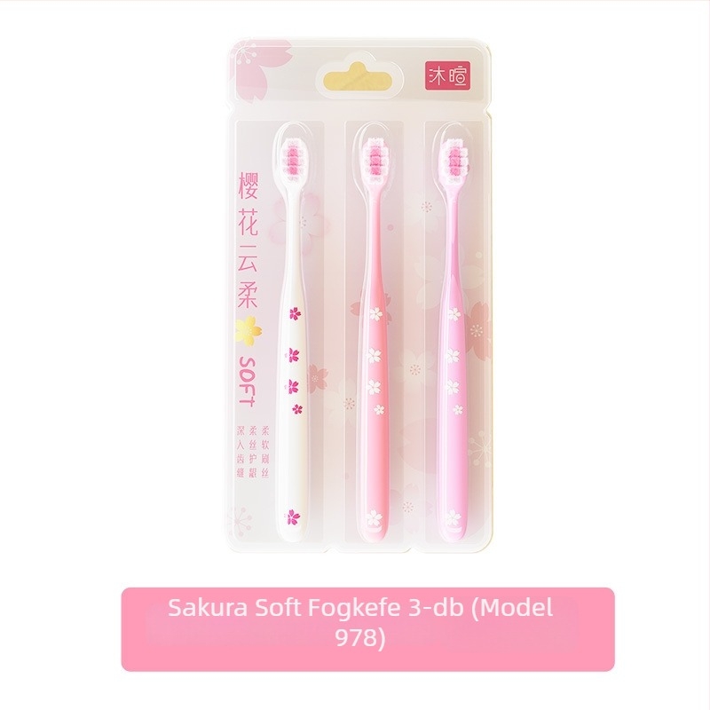 Felnőtt kézi fogkefe, puha sörtékkel, ínyvédő funkció, modell 001, 3 darabos készlet