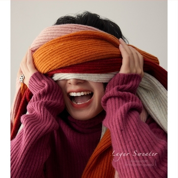 Női varrat nélküli gyapjú pulóver - 95%+ gyapjú, testhez álló, magas gallér, raglán ujjak