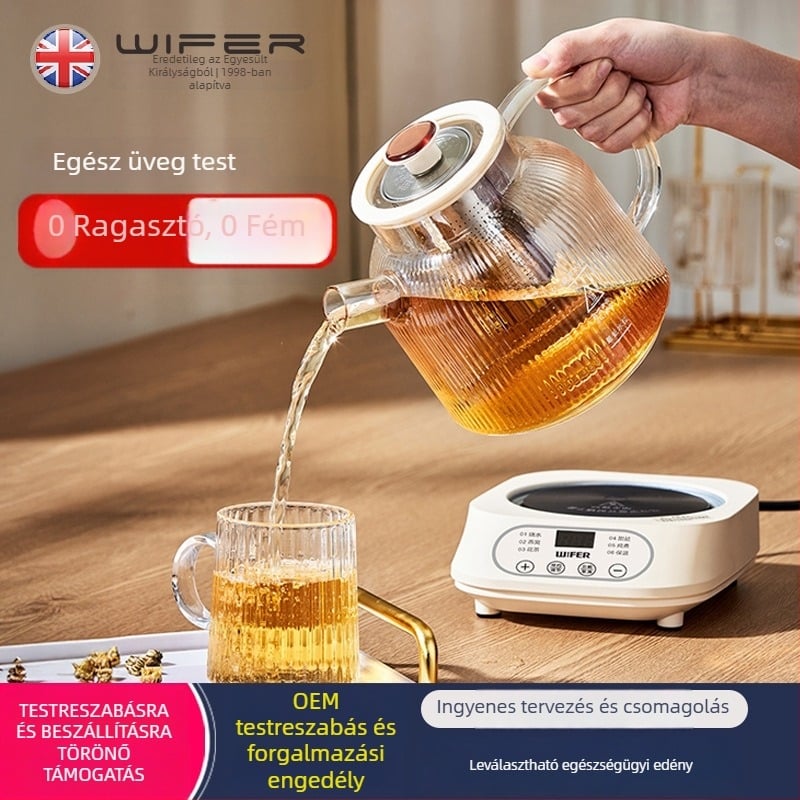 Üvegből készült egészséges teáskanna BG-16, 1 L, 220 V, 500 W, Digitális termosztát