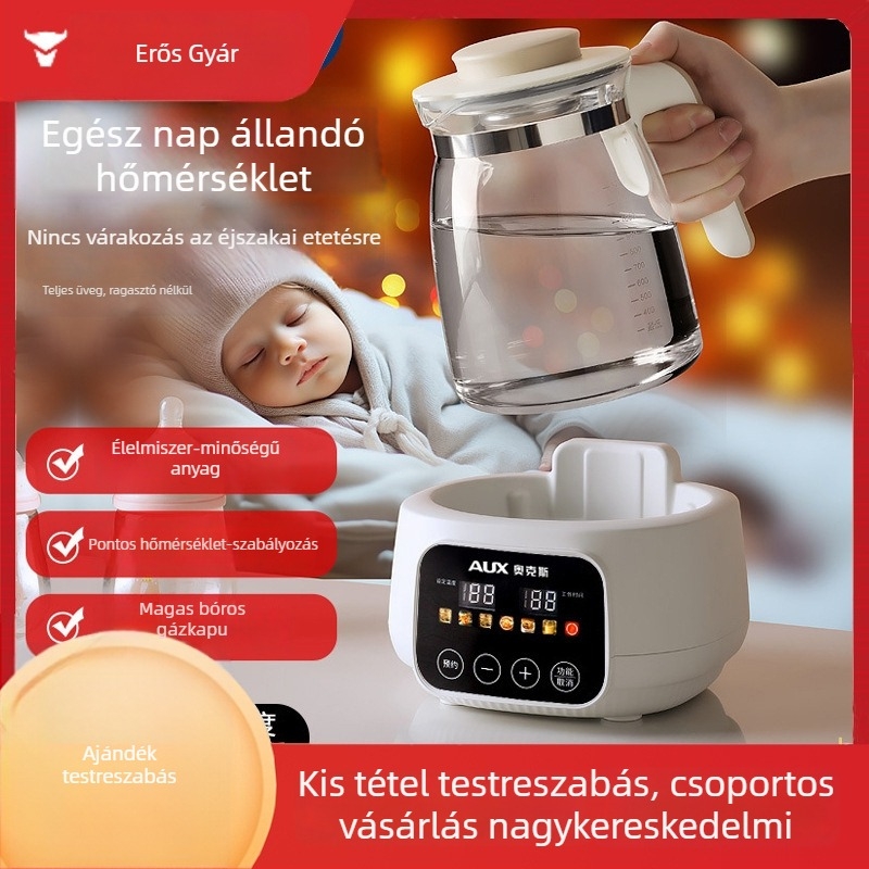 Elektronikus üveges egészségkanna babamélegítővel – 1,3 L, 220V, 500–1000W, érintéses vezérlés