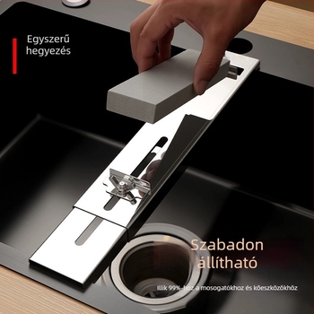Rozsdamentes acél grindstone fix állvány konyhai késekhez – állítható, kihúzható tartó, modern minimalist stílus, Shengwang 33050