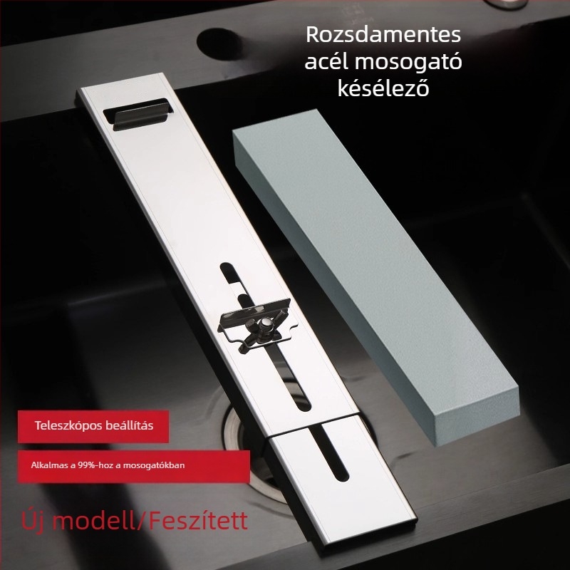 Rozsdamentes acél grindstone fix állvány konyhai késekhez – állítható, kihúzható tartó, modern minimalist stílus, Shengwang 33050
