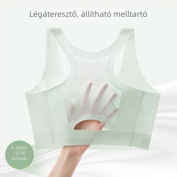 Fejlődő lányok számára sportmelltartó: 3/4 kosár, vékony formázó kosár, pamut bélés, fő anyag Nylon, Ice Silk, rögzített dupla vállpántok