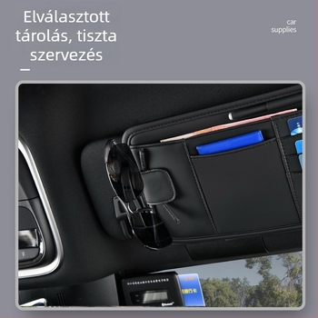 PU anyagú autó napellenző tároló táska — snap-es rögzítés, tetőhöz illeszkedő, Modell Sun Visor Storage Bag
