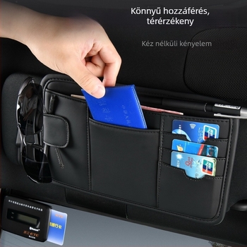 PU anyagú autó napellenző tároló táska — snap-es rögzítés, tetőhöz illeszkedő, Modell Sun Visor Storage Bag
