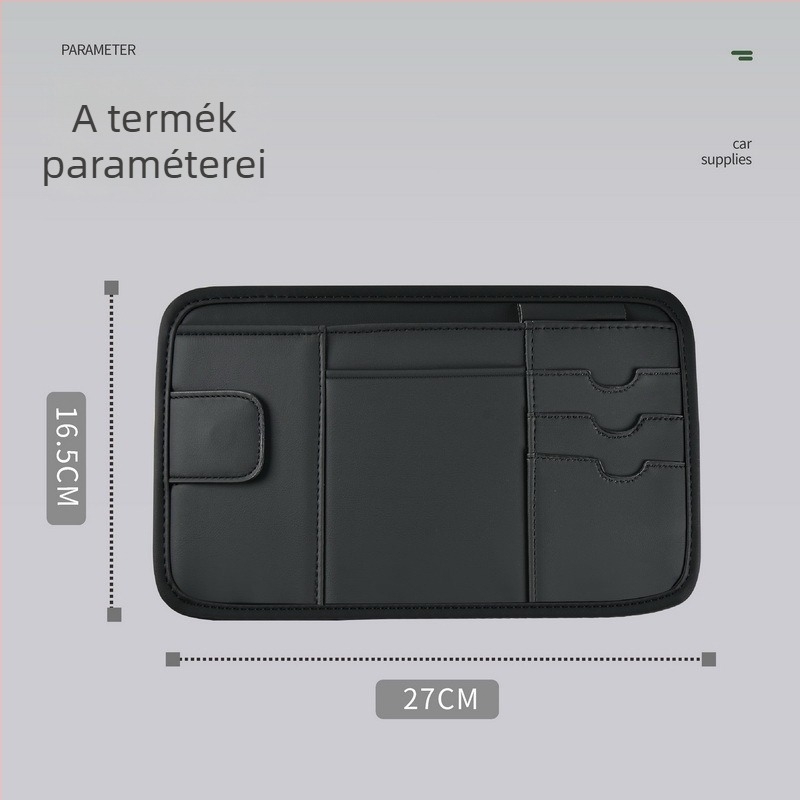 PU anyagú autó napellenző tároló táska — snap-es rögzítés, tetőhöz illeszkedő, Modell Sun Visor Storage Bag