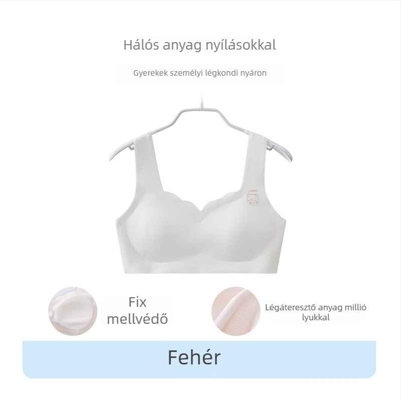 Sima, lélegző csőtop melltartó iskolás lányoknak, rögzített kettős vállpántokkal