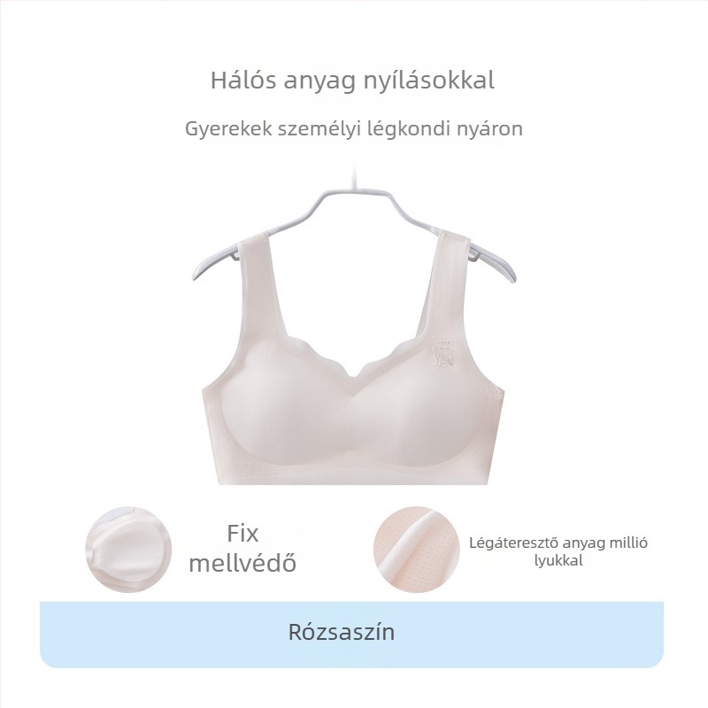Sima, lélegző csőtop melltartó iskolás lányoknak, rögzített kettős vállpántokkal