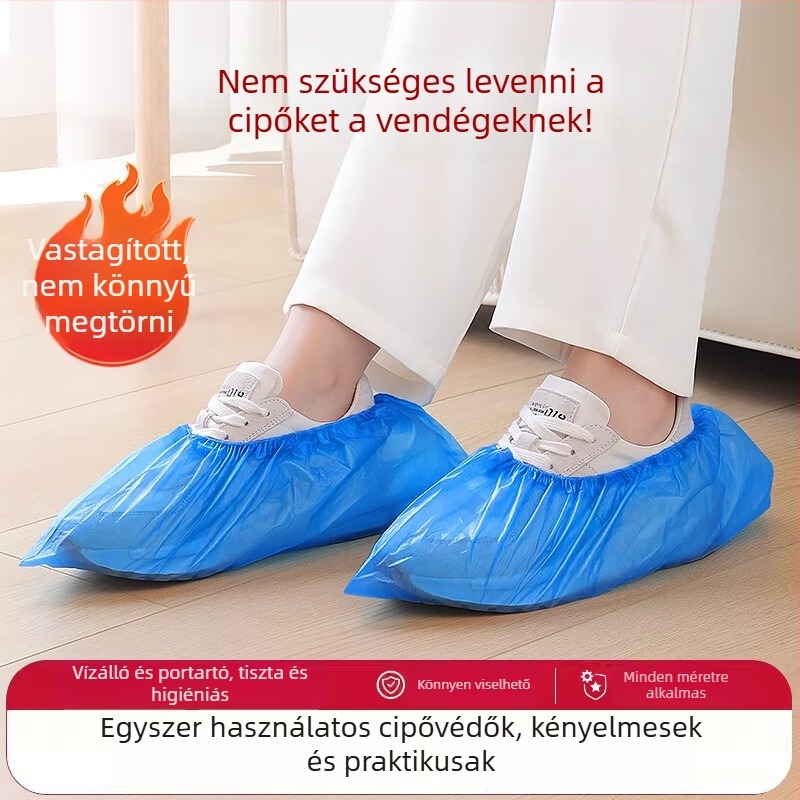 Egyszer használatos cipővédők beltéri használatra, extra vastag, vízálló, kopásálló, csúszásmentes, műanyagból