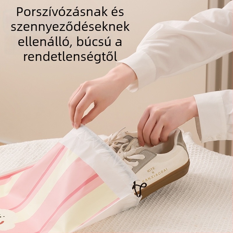 PEVA vízálló utazótároló táska húzózsinóros zárással, kézitáska-stílusú, rajzfilm mintázatú, többfunkciós