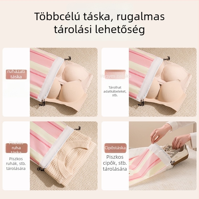 PEVA vízálló utazótároló táska húzózsinóros zárással, kézitáska-stílusú, rajzfilm mintázatú, többfunkciós