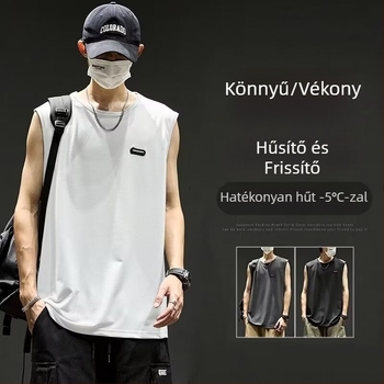 Ujjatlan póló-vest, egyszínű mintázat, poliészter anyag, nyárra tervezett tiniknek