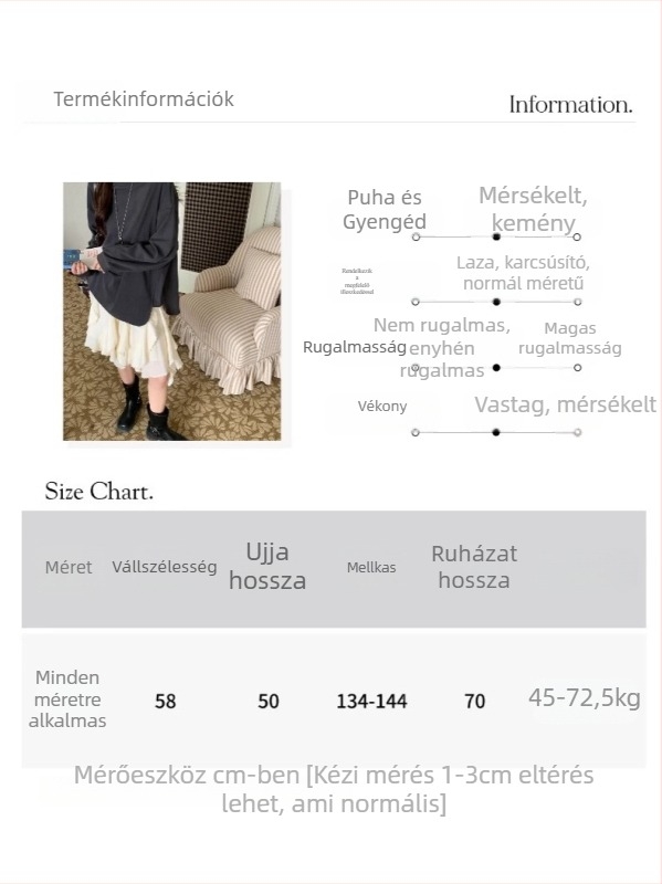 Bázisréteg pamut póló – patchwork részlet, egyszínű, hosszú ujjú, kerek nyakú, laza szabás, középső hossz