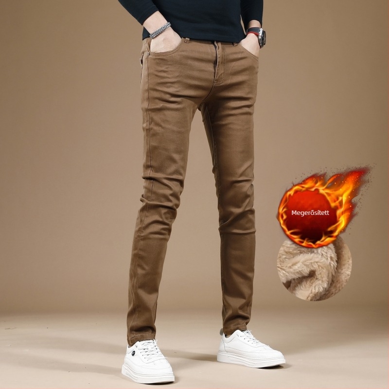 Őszi–téli férfi farmernadrág, karcsú szabás, elasztikus denim, mindennapi nadrág magas minőségben