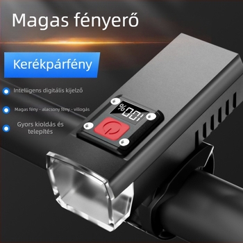 Okos digitális kijelzős kerékpár első lámpa – ultranagy fényerő, kültéri éjszakai kerékpározáshoz, előre irányú keresőfény, kézi zseblámpa
