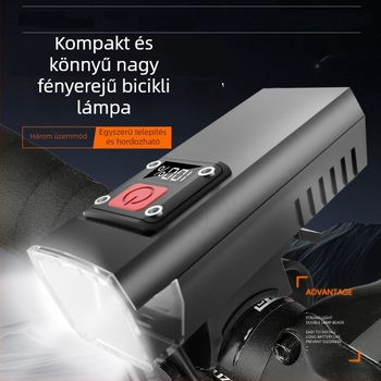 Okos digitális kijelzős kerékpár első lámpa – ultranagy fényerő, kültéri éjszakai kerékpározáshoz, előre irányú keresőfény, kézi zseblámpa