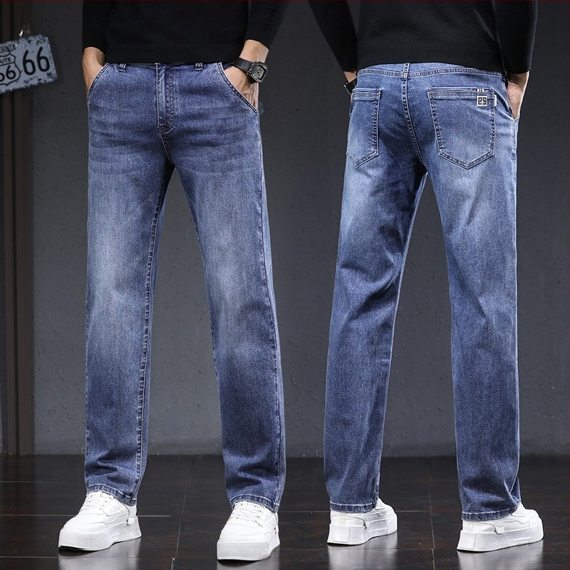 Plusz méretű férfi farmer, laza egyenes szabás, középmagasságú, mikroelasztikus denim, tavasz 2025