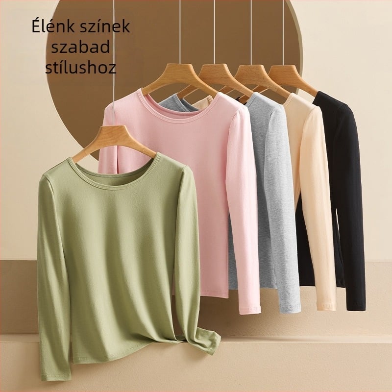 Pamut alapréteg hosszú ujjú felső, kerek nyakú, 90–95% pamut, 181–200 g/m² középvastagság