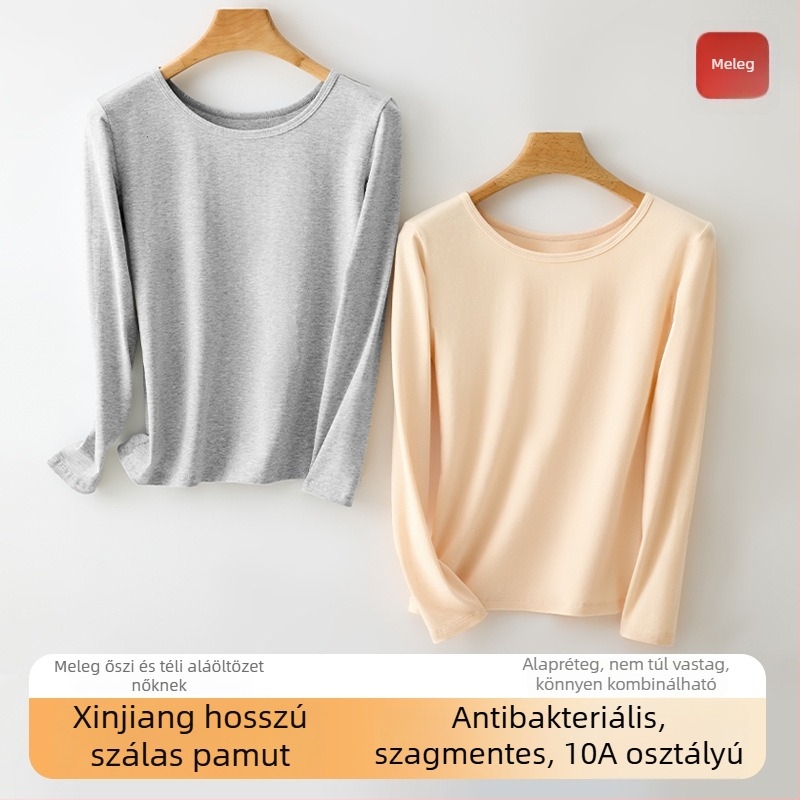 Pamut alapréteg hosszú ujjú felső, kerek nyakú, 90–95% pamut, 181–200 g/m² középvastagság