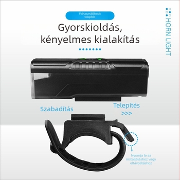 QY 2-in-1 kerékpár kürt és első lámpa – újratölthető, könnyen telepíthető éjszakai tekeréshez