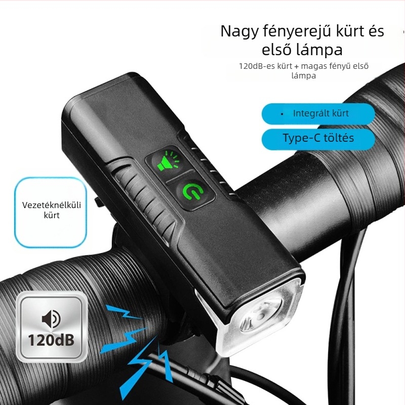 QY 2-in-1 kerékpár kürt és első lámpa – újratölthető, könnyen telepíthető éjszakai tekeréshez