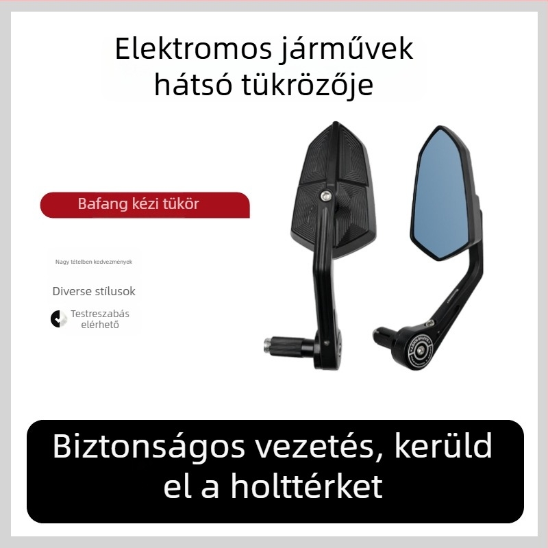 Fangyu kormányrész hátul tükör – alumínium ötvözet, négyszögletes tükör, jobb menetű csatlakozás, kétkerekű járműhöz