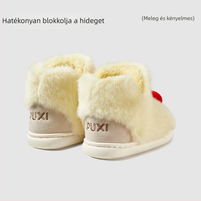 Uniszex gyerekeknek pamut téli bokacipő, fleece béléssel, slip-on, állatmintás, PVC talp