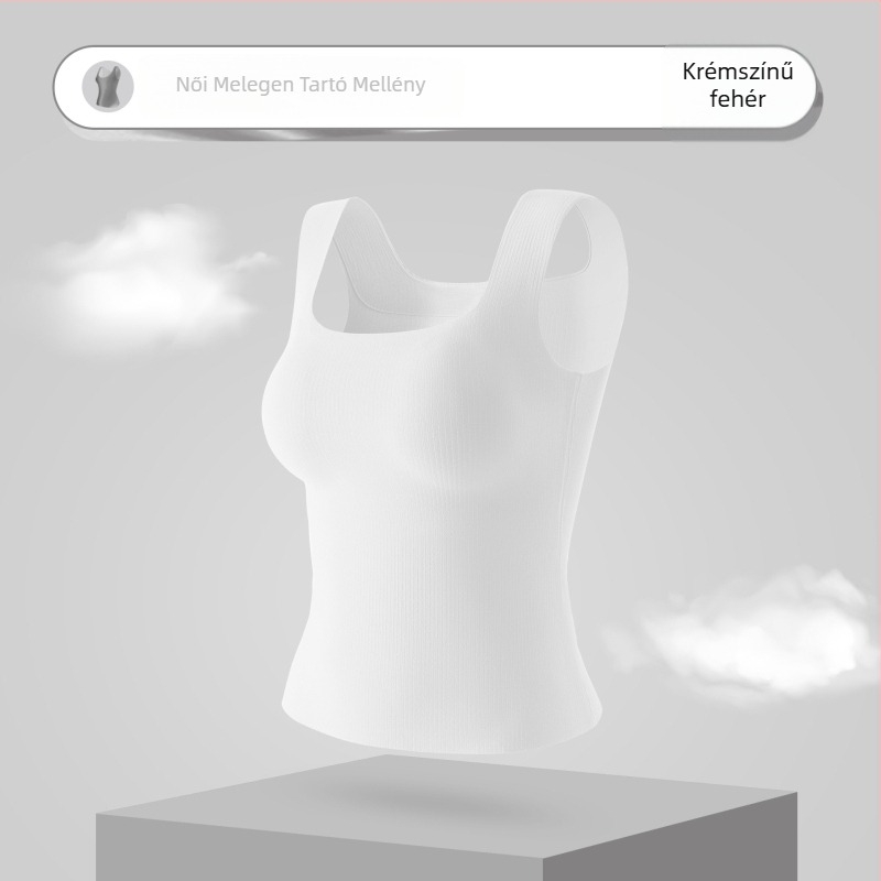 Női meleg alapmellény beépített kosarakkal, nylonból, varrat nélküli, négyszögletes dekoltázs