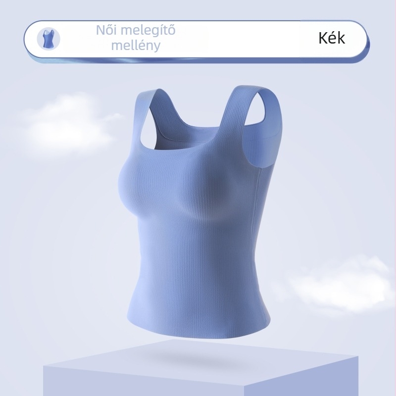 Női meleg alapmellény beépített kosarakkal, nylonból, varrat nélküli, négyszögletes dekoltázs