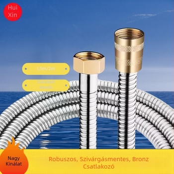 Rozsdamentes acél zuhanycső csavaros csatlakozással – névleges nyomás 0.8 MPa, működési hőmérséklet 5–80 °C