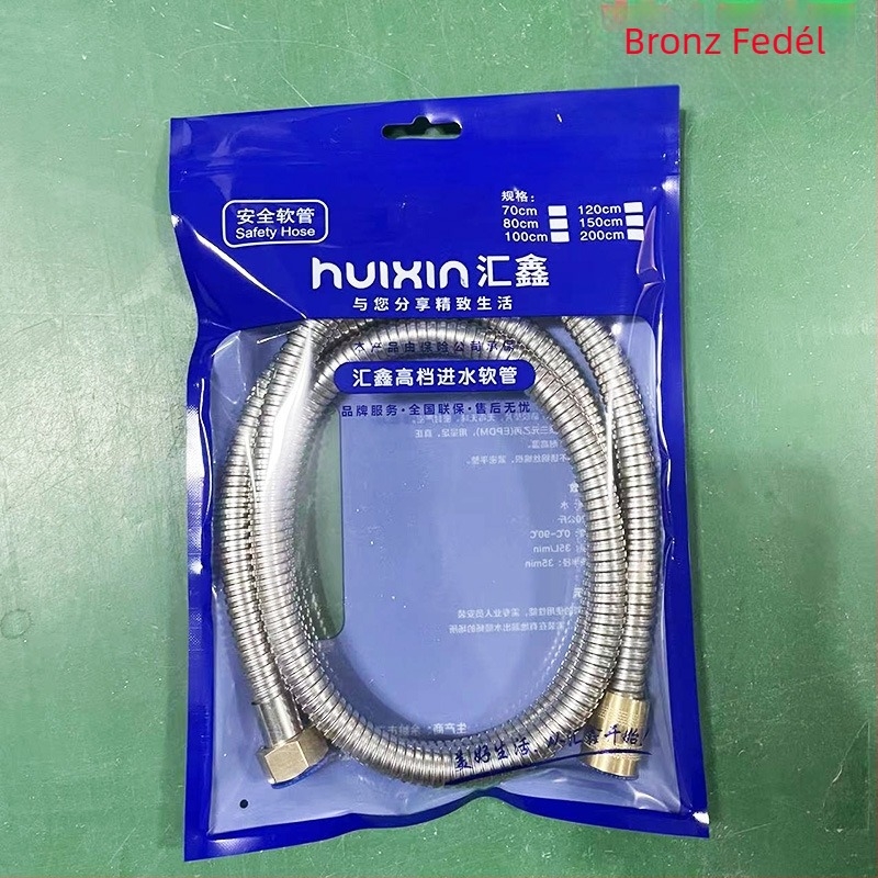 Rozsdamentes acél zuhanycső csavaros csatlakozással – névleges nyomás 0.8 MPa, működési hőmérséklet 5–80 °C