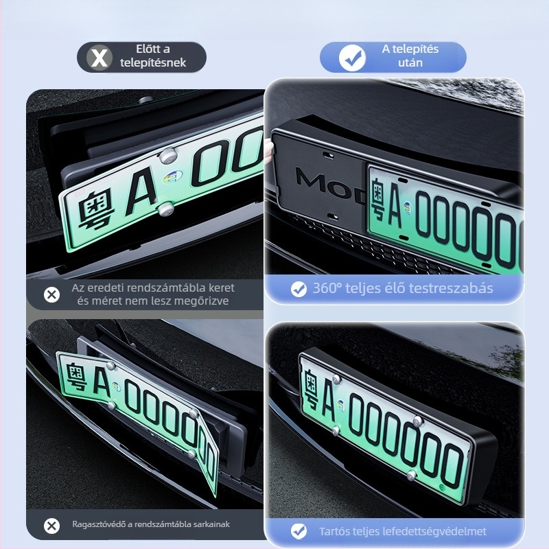 Tesla Model 3/Y rendszámkeret élvédővel – műanyag, WL-002