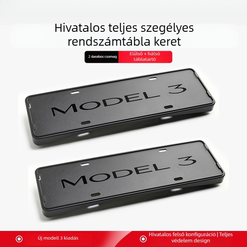 Tesla Model 3/Y rendszámkeret élvédővel – műanyag, WL-002