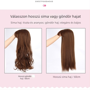 Női paróka, 3D felső hajrész, hullámos haj a felső részen, kicserélhető hajdarab