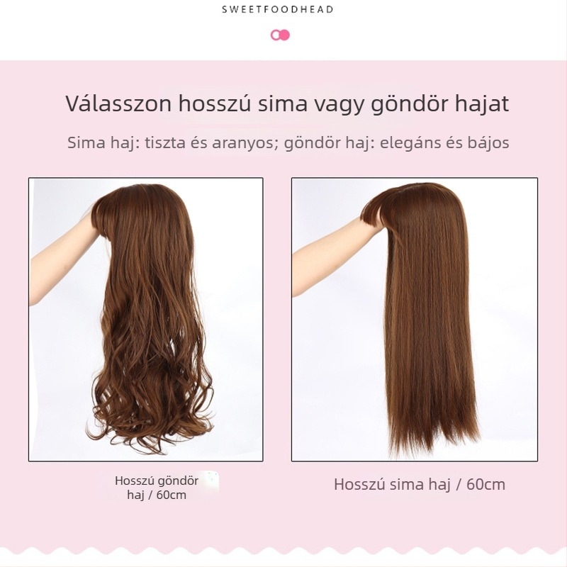 Női paróka, 3D felső hajrész, hullámos haj a felső részen, kicserélhető hajdarab