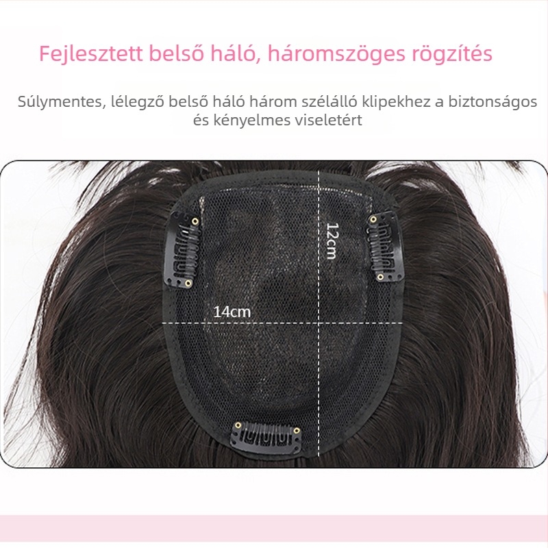 Női paróka, 3D felső hajrész, hullámos haj a felső részen, kicserélhető hajdarab