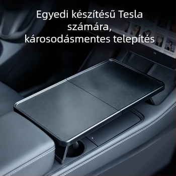 Műanyag autó étkező tálca Tesla Model Y3-hoz, összecsukható kialakítással, snap-in rögzítéssel és 0,25 kg tömegével.