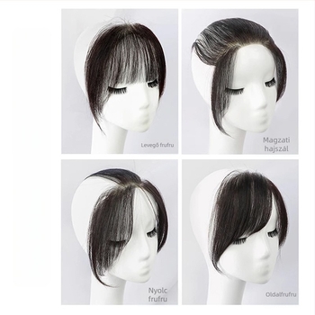 Hairkiegészítő valódi emberi hajból, egyenes, 15/25 cm hosszú, teljesen kézzel készített, festhető vagy formázható